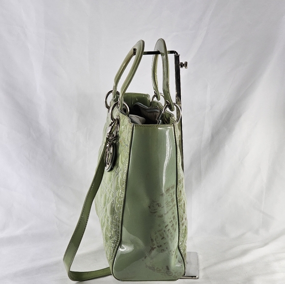 CHRISTIAN DIOR Patent Cannage  Lady Dior Mint Green - Picture 5 of 8